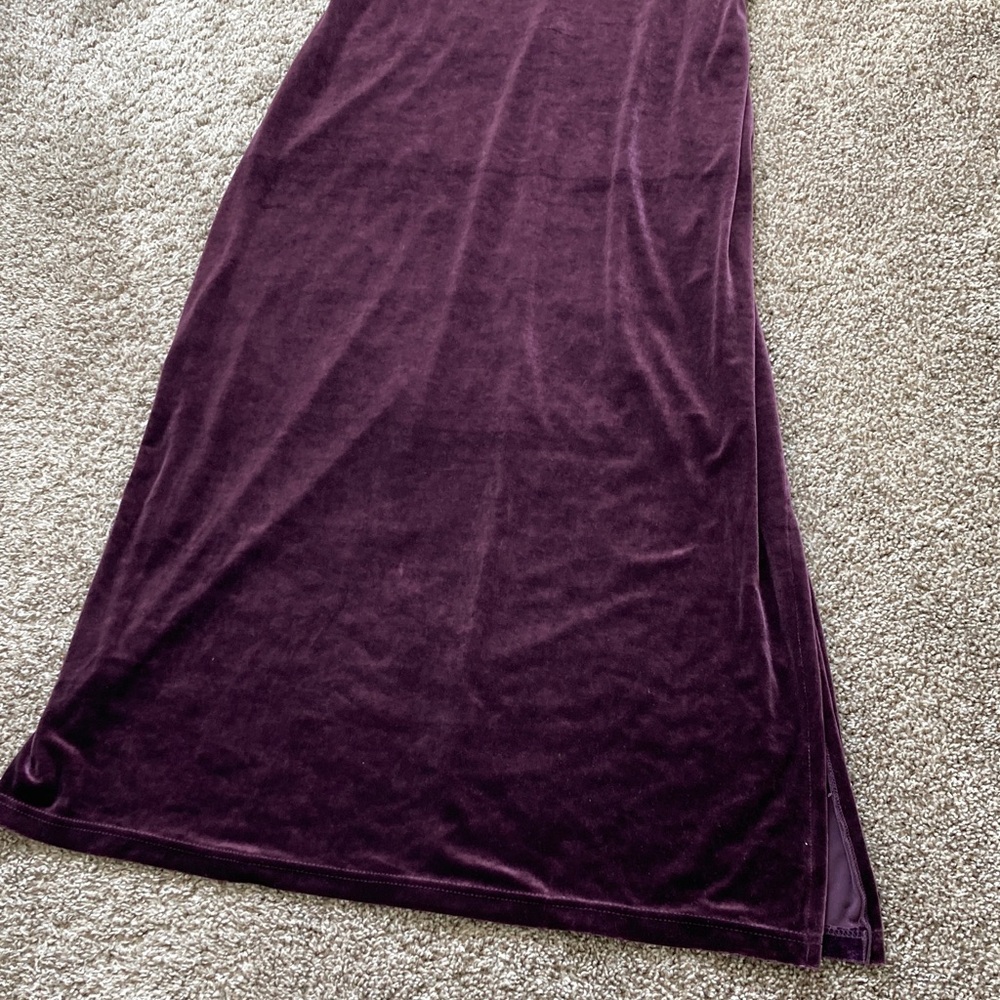 Vintage 90s Purple Stretch Velvet Maxi Sleeveless Dress Whimsigoth Phoebe sz 12 - Picture 5 of 9